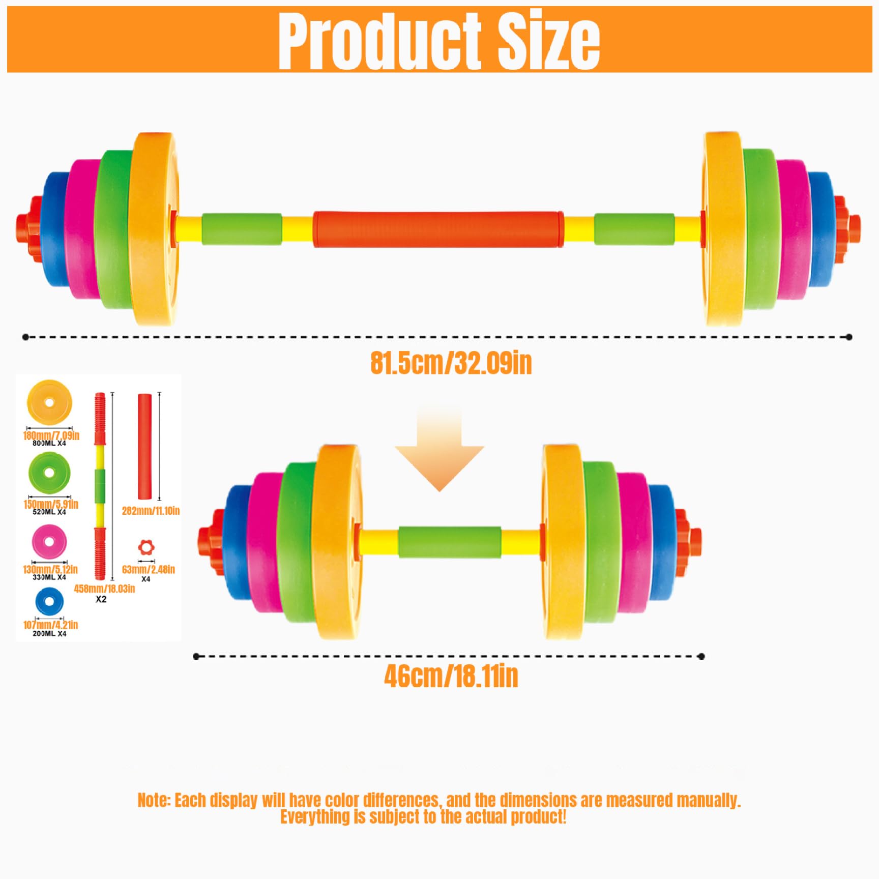 Adjustable Kids Weights Refillable Barbell Weights Set With Water Sand | Desertcart - View #3