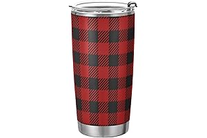 20 oz Buffalo Plaid Stainless Steel Tumbler: Your Cozy Companion for On-the-Go Drinks