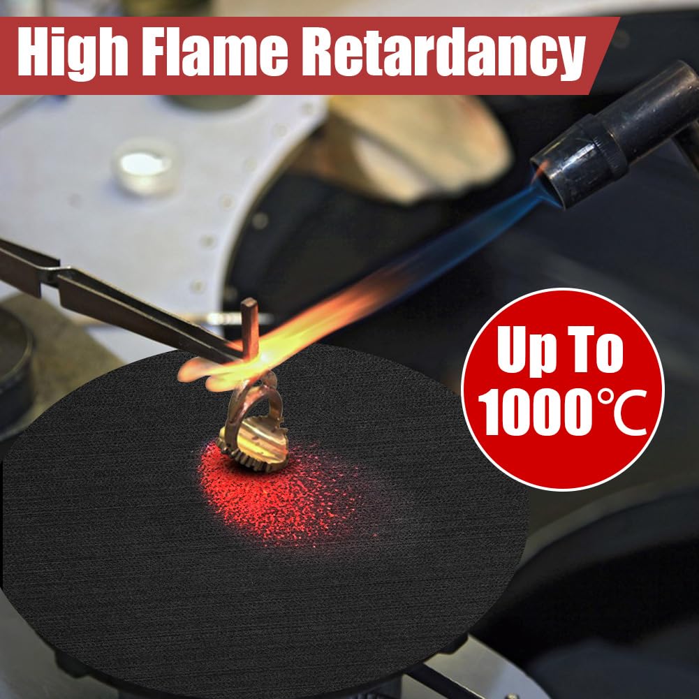 Yuragim Tapis ignifuge 1 m x 1 m - Résistant à la chaleur - Tapis de protection contre le feu - Résistant à la chaleur jusqu'à 1000 °C - En feutre de carbone - Pour barbecue, soudure, brasero et