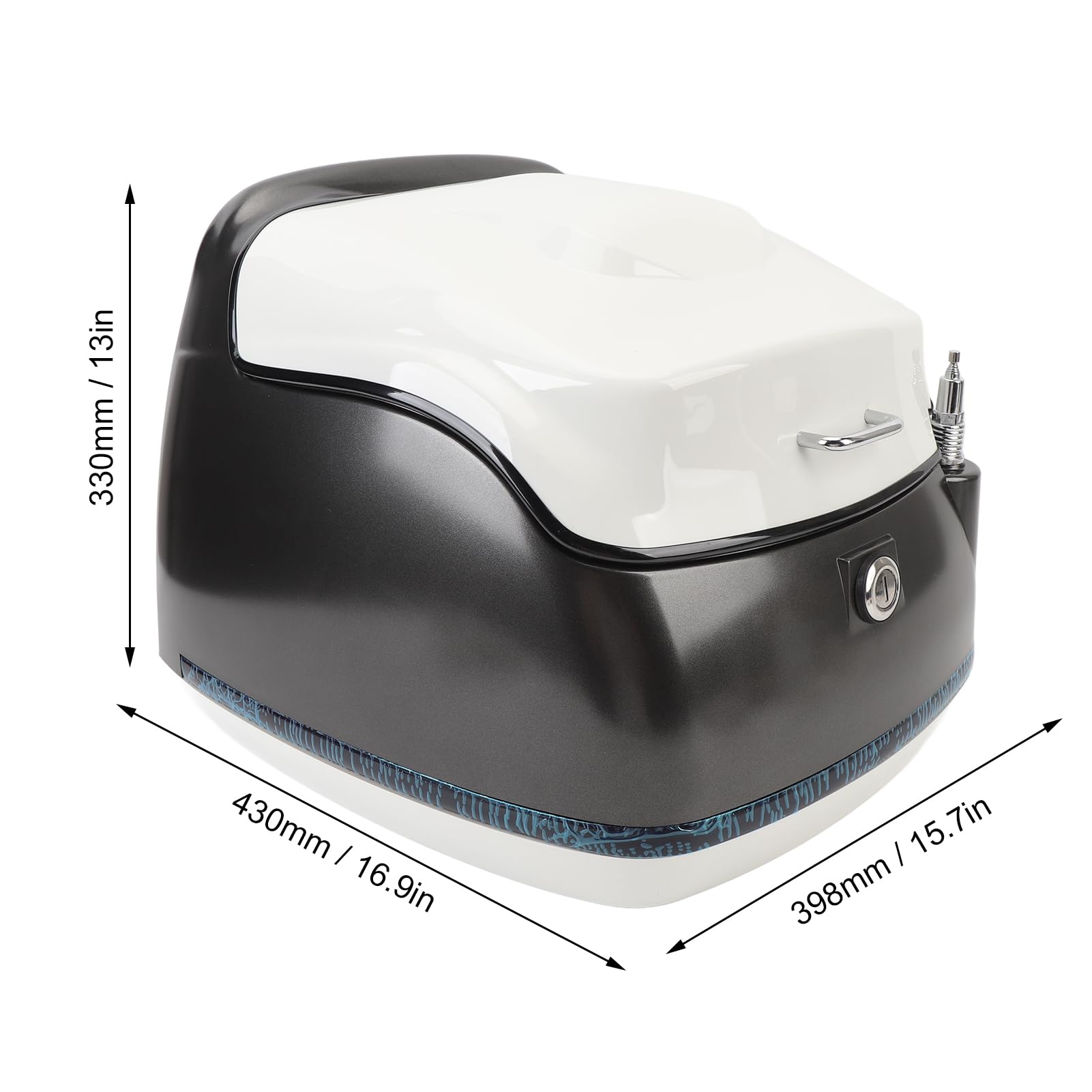 Keenso Top Case de Moto 38L, Design élégant, Boîte de Rangement Résistante à l'eau pour Vélo électrique et Scooter (Noir Blanc)