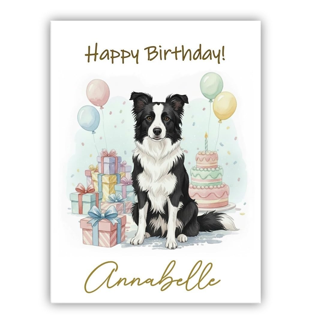 Personalised Birthday Card From the Dog – Add Any Name – Multiple Breeds Available – Dogs Lover Gift (• Black and white Border Collie)