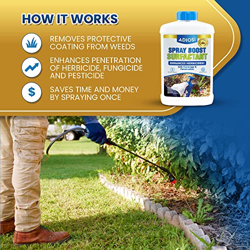 Adios! Spray Boost Surfactant for Herbicides - Makes 100 Gallons of Nonionic Wetting Agent (32oz)