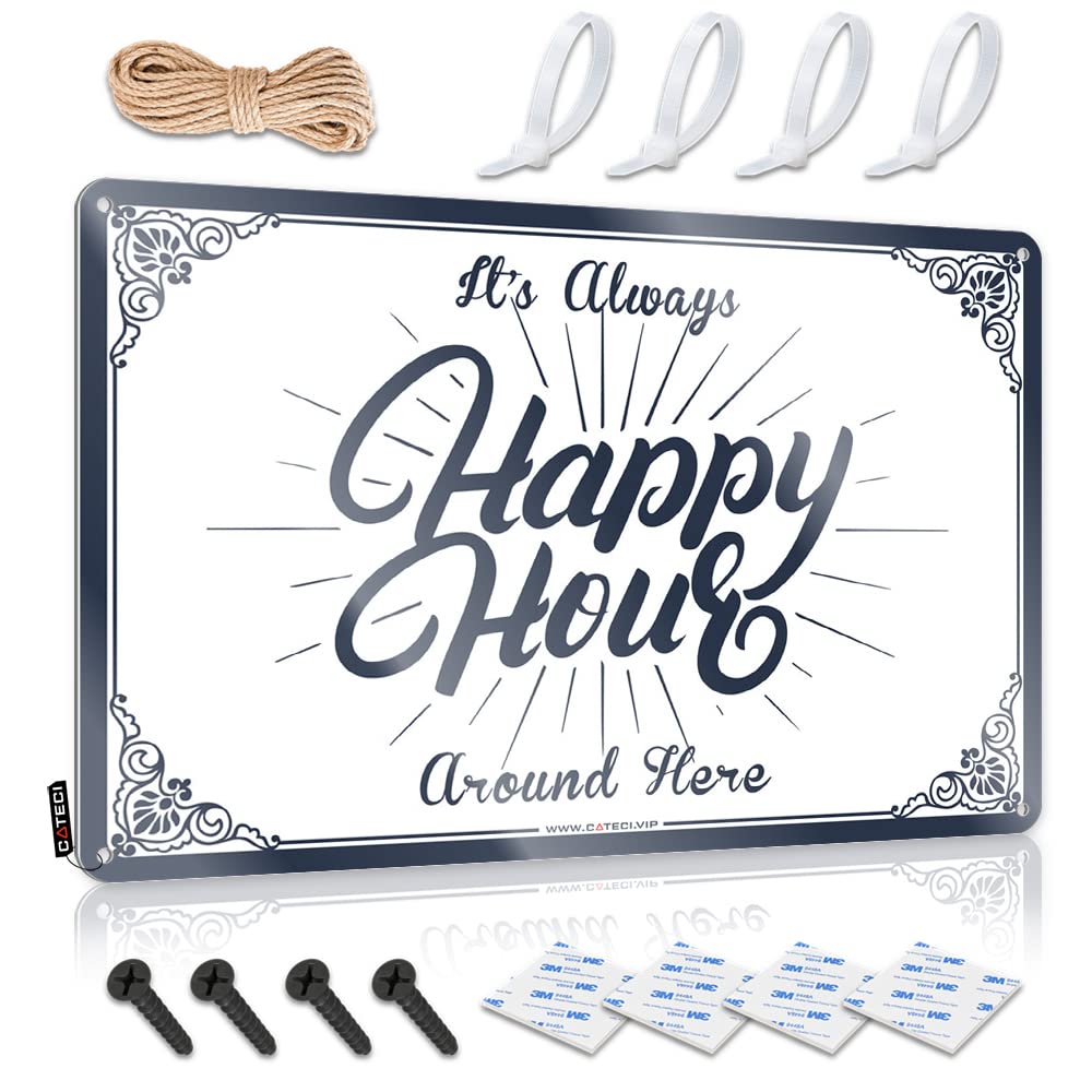 Wall Funny Wall Art Rustic Ideas | It's Always Happy Hour Around Here Distressed Metal Wall Decor For Pub Home(30X40CM)