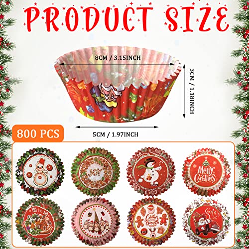 800 Count Christmas Paper Cupcake Wrappers Christmas Cupcake Liners Merry Christmas Snowman Santa Claus Gingerbread Man Christmas Sheep Baking Cups For Christmas Party Supplies Bakeware, 8 Styles #TOP1