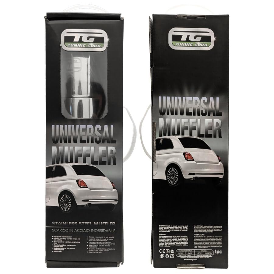 Marmitta Scarico Sportivo Universale Auto | Rotonda in Acciaio Inox | 89mm Uscita | 51mm Ingresso