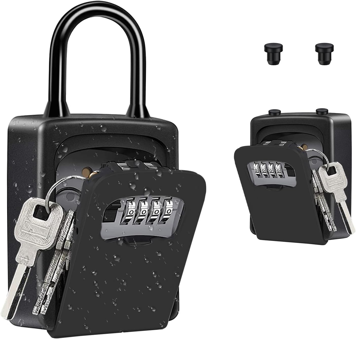ZHEGE Lock Box, 4 Digit Combination Key Storage Lock Box for Door, House, Hotels, Realtors, Contractors (Black)