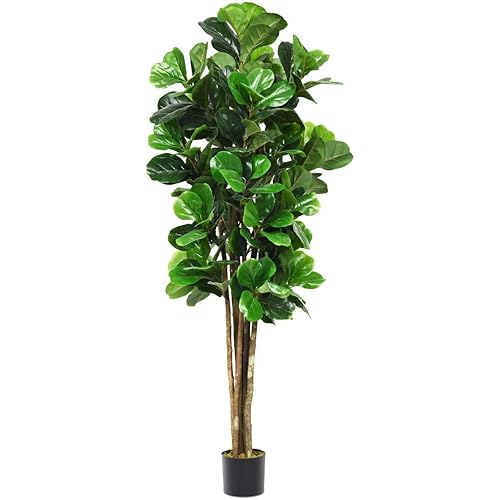 Goplus Fake Fiddle Leaf Fig Tree, 5FT Tall Artificial Tree Greenery Plants in Pots, Decorative Faux Trees for Indoor Home Office