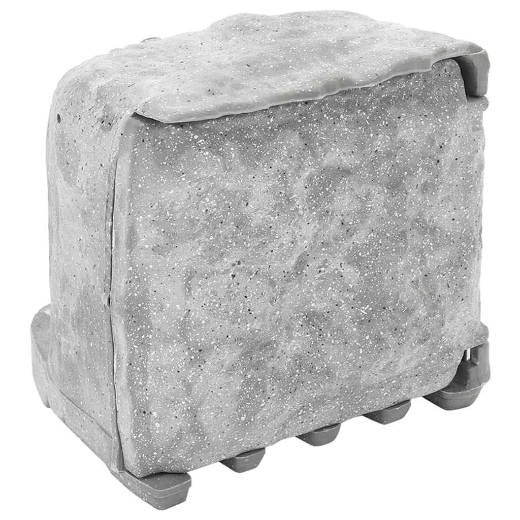 Enchufe exterior con estaca y sensor de luz de 4 vías, aspecto de piedra, plástico IP44, resistente a la intemperie, cable de 1,5 m, enchufe para jardín con Schuko, enchufe múltiple para uso