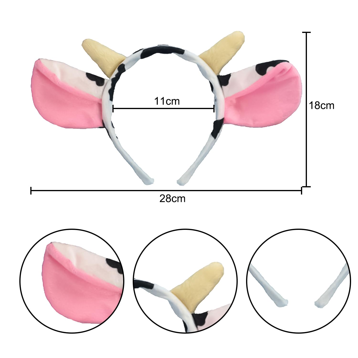 JNAWA 3 Pieces Cow Costume Set Cute Cow Headband Bow Tie Tail Cartoon Animals Party Supplies Cow Clothing Fancy Dress for Boy Girl Cosplay Party Halloween - Image 2