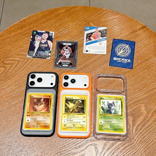 Funda para iPhone 17 Air naranja con expositor de cartas coleccionables TCG 6