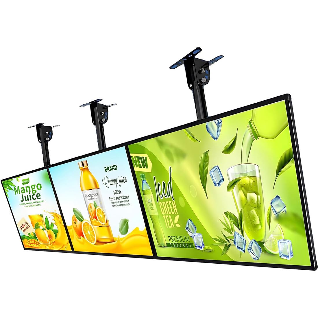 Pantalla LED comercial con brazo telescópico ajustable para publicidad en tiendas minoristas