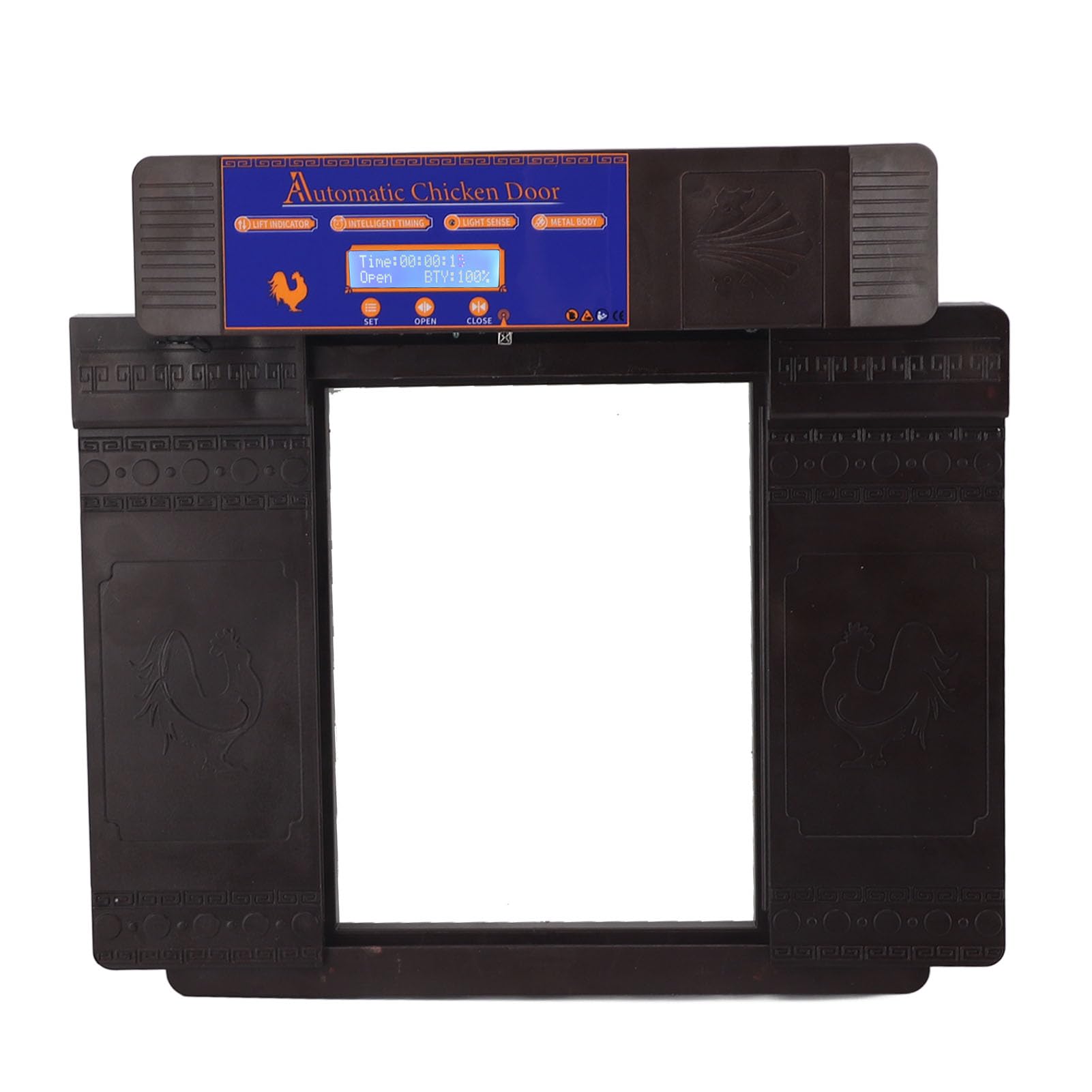 Control Remoto para Puerta de Gallinero, Alarma de Batería Baja, Sensor de Luz, Abridor de Puerta para Gallinero, Resistente a la Intemperie para Patio Trasero (Marron Oscuro)
