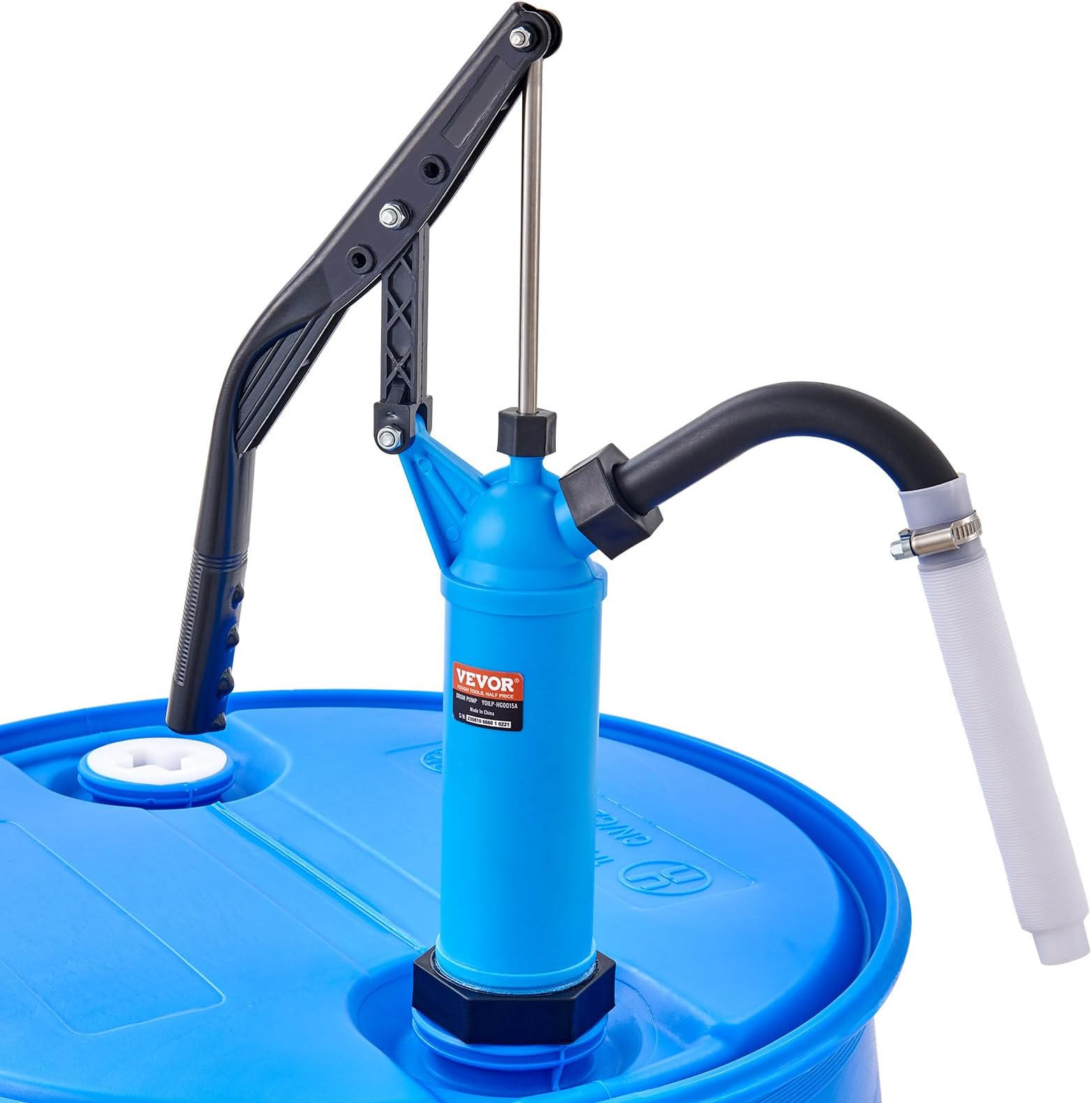 VEVOR Drum Pump, 9.5 oz. Per Stroke, Lever-Action Barrel Pump, Fits 5-55 Gallon Drums with 3-Section Suction Tube Assembly & Hose, Hand Operated, Designed to Transfer Water, Alcohol, Corrosive Liquids
