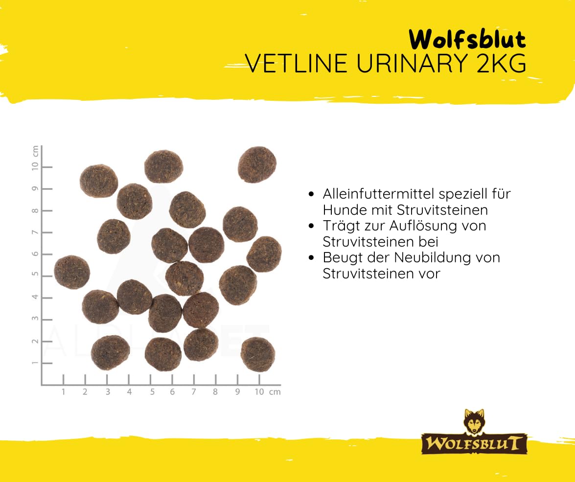 Wolfsblut Vetline Hundefutter - Urinary, 12x395g - Sparbundel, Sparpaket - inklusive Warnicks Tierfutterservice Hundesnack Goodie
