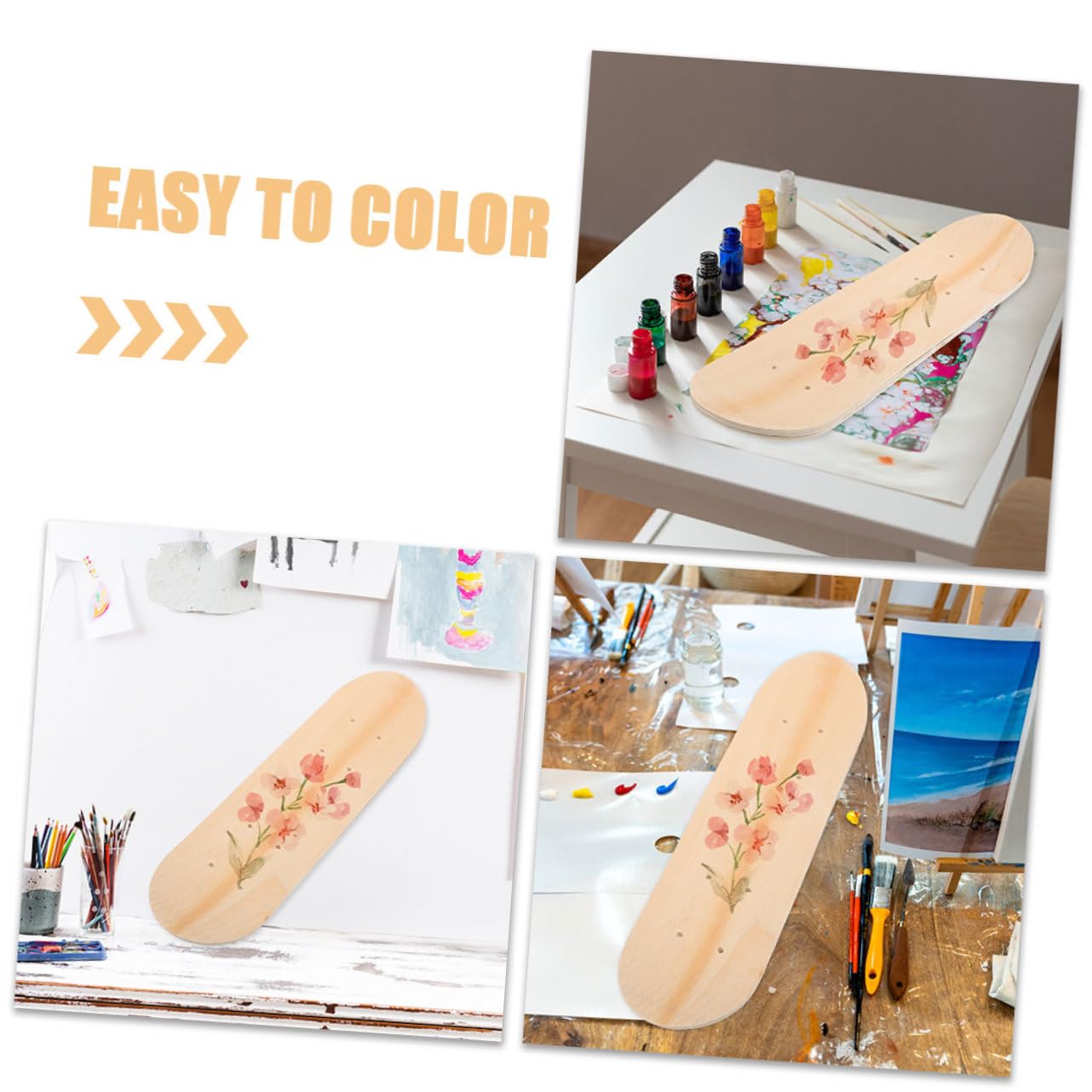 2stücke Holz-Skateboard DIY Graffiti Board Skateboard-zubehör Unvollendetes Skateboard-Deck Für Wand Blank Graffiti Skateboard Leeres Skateboarddeck Leeres Skateboard-Deck