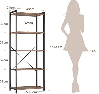 Coleshome 5 szintes könyvespolc tárolóhellyel, 145 cm magas, barna 3