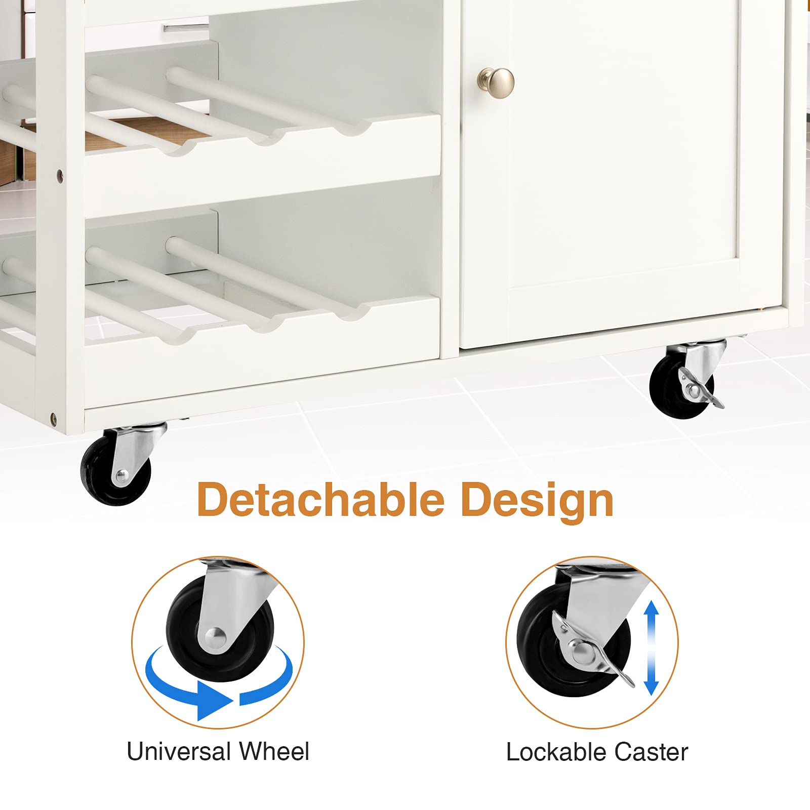 COSTWAY Kitchen Serving Trolley, Rolling Storage Island Cart with