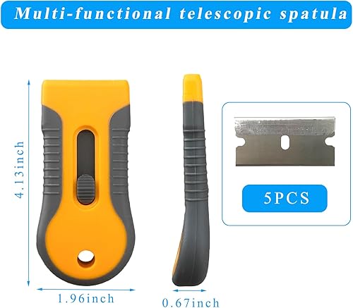 Miniatura 2 de Dickno Herramienta raspadora de cuchillas de afeitar, rascador de afeitar con 4 cuchillas de plástico y 4 cuchillas de metal, raspador de limpieza
