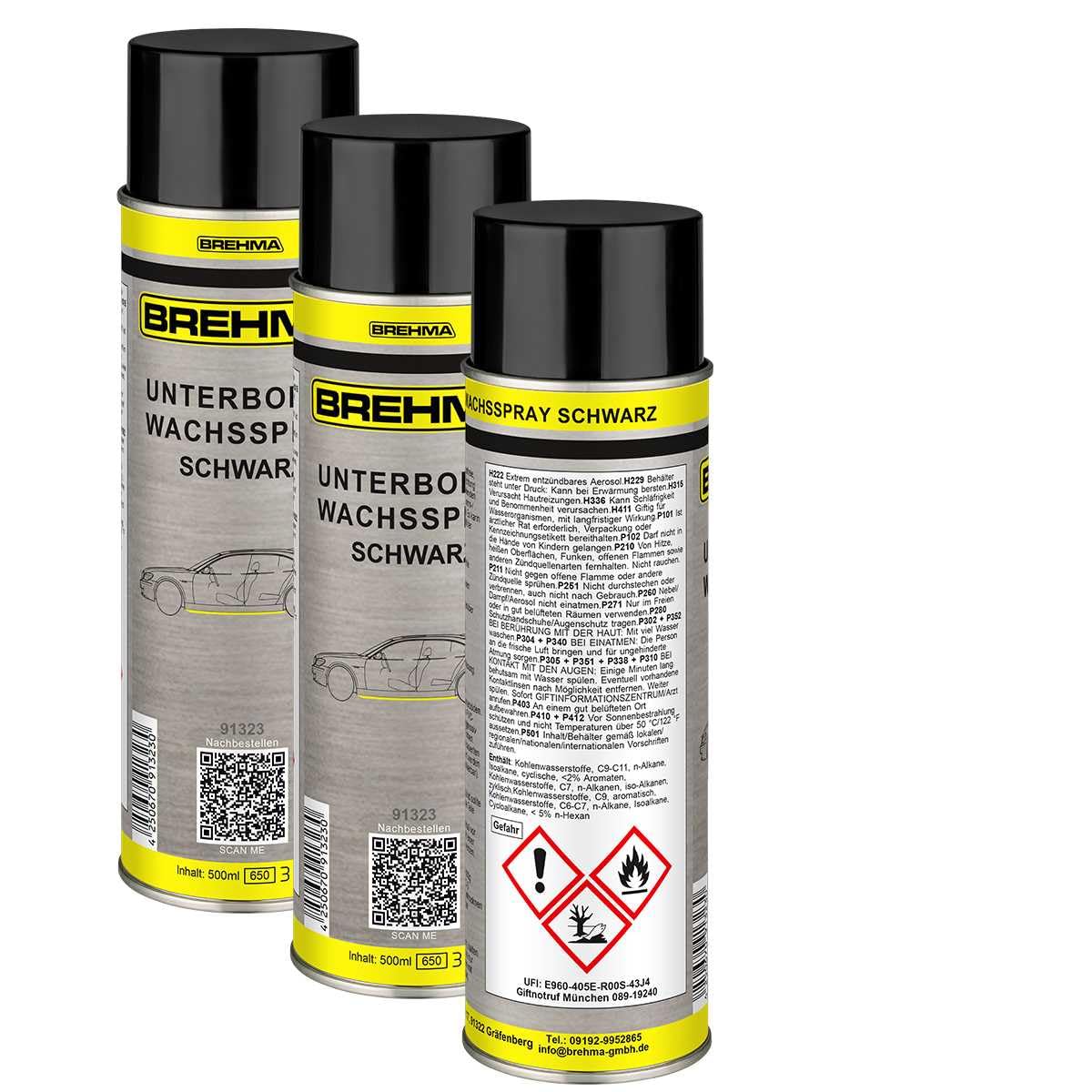 3X Unterbodenwachs Spray schwarz Unterbodenschutz Wax UBS