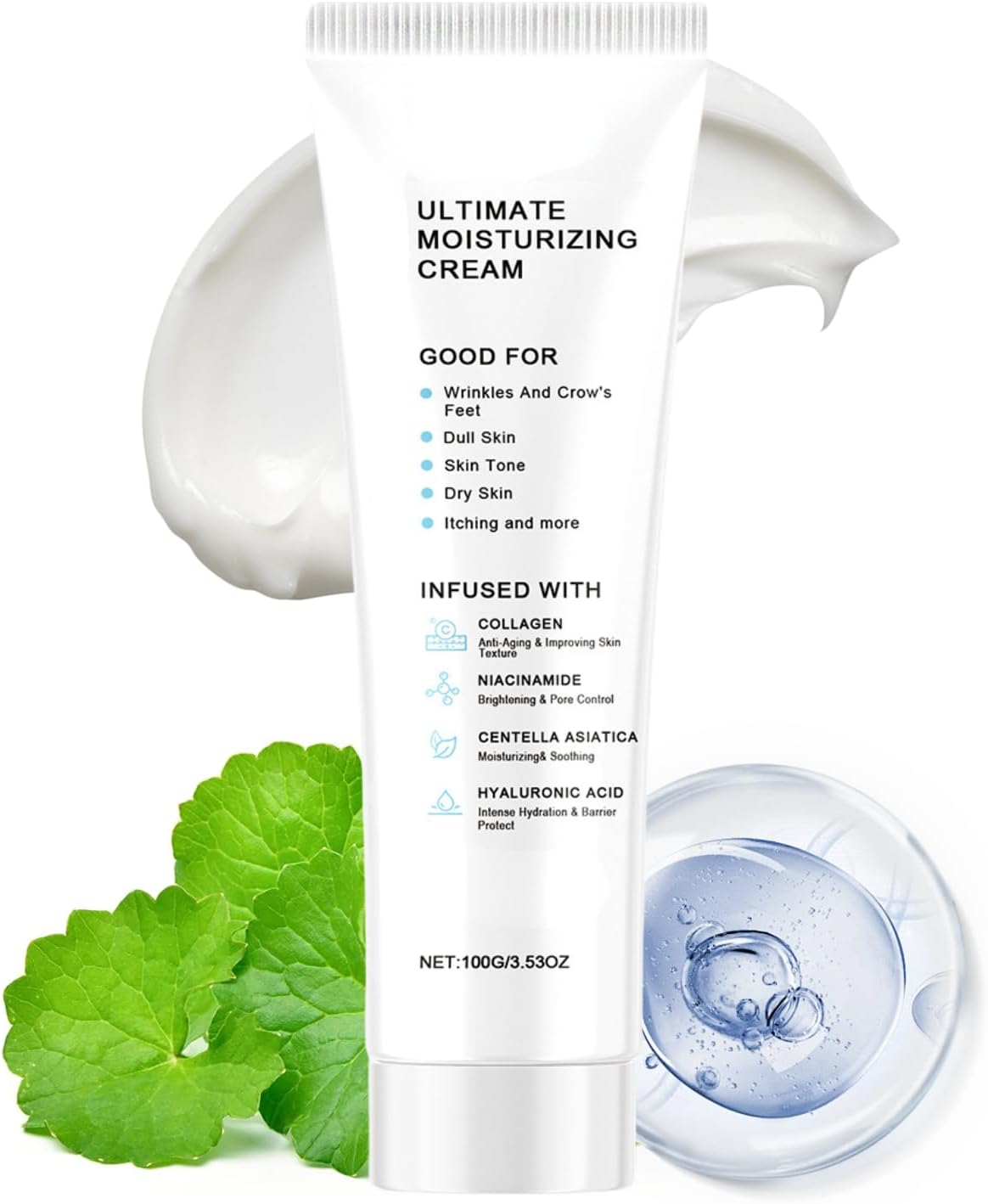 Ultimate Moisturizing Cream with Centella,Anti Aging Collagen Face Cream,Korean Skincare Repair Moisturising Cream,Lightweight Moisturiser Face for Radiant,Nourished & Balanced Skin 100ml