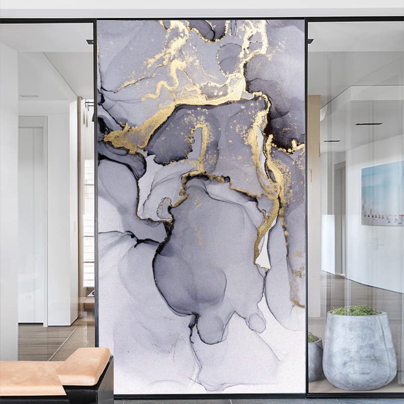 Marble Grain Decorative Privacy Window Film Frosted Glass Window Film Heat Control Glass Sticker for Home Office W27.6 x H78.74(70x200cm)