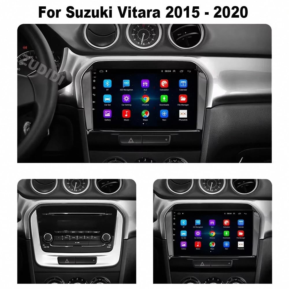 Car Stereo Carplay Radio de Coche para Suzuki Vitara 2015-2020 Soporta Bluetooth, Control Volante, USB, WiFi, 4G, Mirror-Link, GPS Navegador/Radio FM, 4 Nuclear 1G+32G