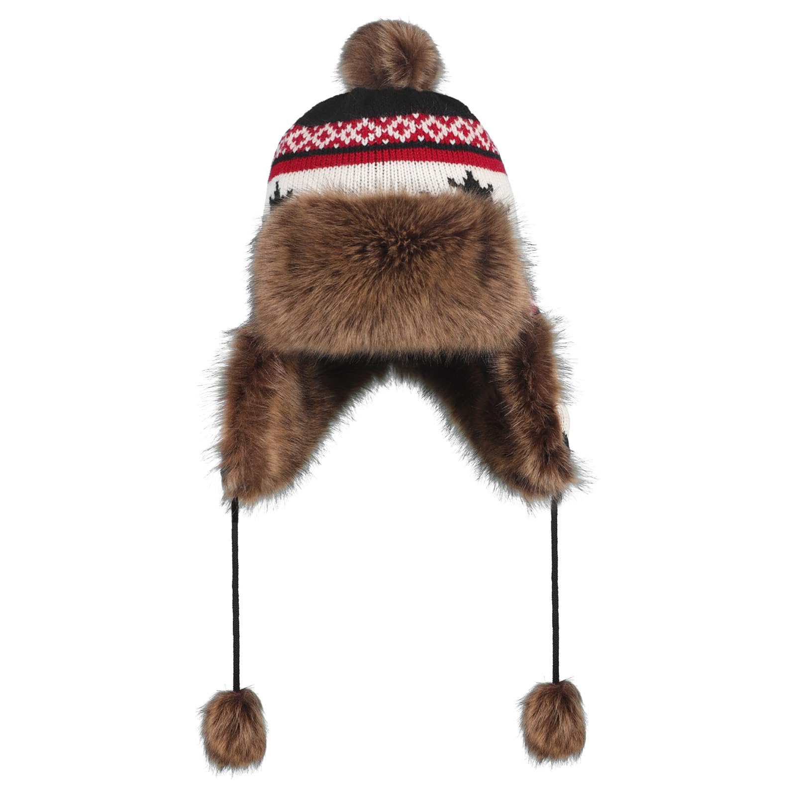 Women Winter Hats with Ear Flaps - Knit Trapper Hat Beanie Hat