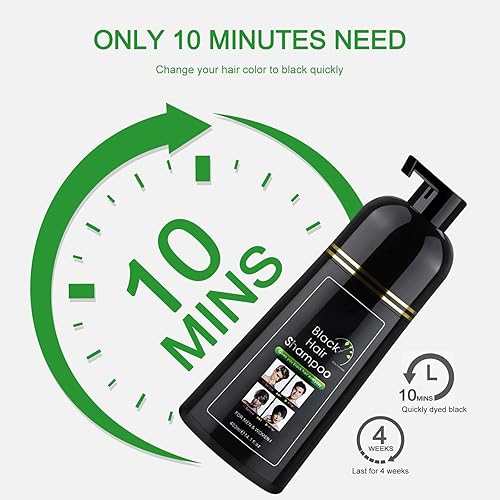 Miniatura 3 de Black Hair Dye Shampoo for Gray Hair, Instant Hair Color Shampoo for Gray Hair, Lasts 30 Days Black Hair Dye Shampoo 3 in 1 for Men & Women, Grey