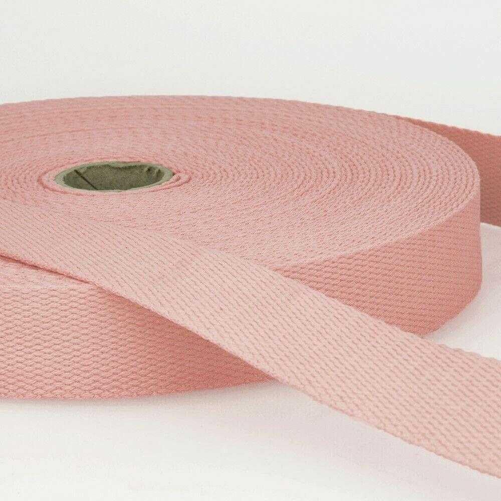 25mm Cotton Webbing 2mm Strap 231D, 074 Baby Pink, 4 Metres โ image 1