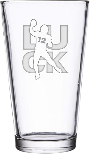 Miniatura 3 de Hat Shark Football Sports Athletic Player - Vasos de pinta grabados con láser para cerveza, jarra de 16 onzas (Brady #12)