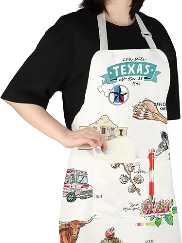 Miniatura 7 de VAMSII Delantales de Texas State Souvenirs Regalos Delantal de cocina con 2 bolsillos BBQ Chef Delantal vintage para mujeres y hombres
