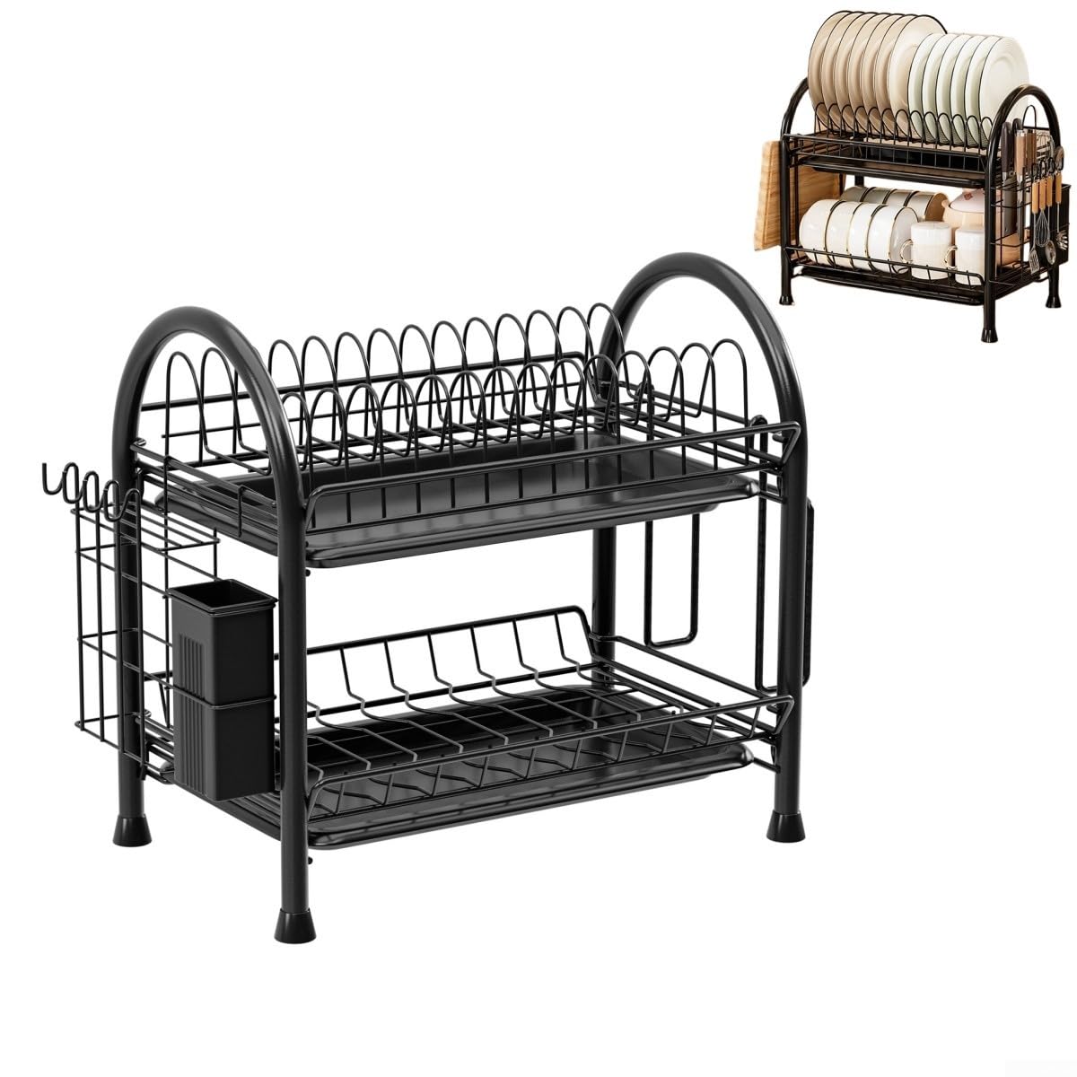 Carbon Steel Dish Drainer 2-Level Rust Resistant