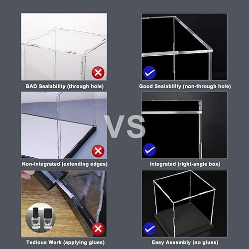 Miniatura 59 de vitrina acrílica, caja de acrílico transparente con base mate y tapa para exhibición, vitrina grande para figuras de acción, almacenamiento
