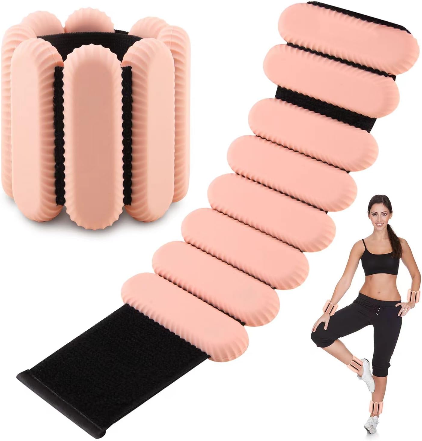 Wrist Weights for women,Wrist Ankle Weights for Strength Training,Graded Silicone Weighted Bracelet for Walking, Running, Yoga, Aerobics, Adjustable Training Intensity ankle weights for Women Set of 2 (1Lb Each) Pink
