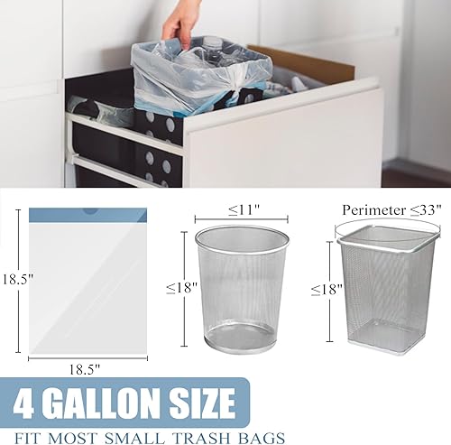 Miniatura 4 de Bolsas de basura pequeñas de 4 galones, bolsa de basura con cordón de 4 galones, bolsas de basura pequeñas de 4 galones sin desgarro, bolsas de