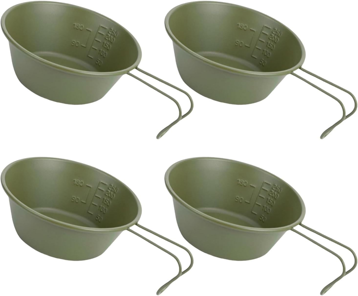 Pack Of 4 Stainless Steel Serving Bowls With Folding Handle Portable Hiking Picnics BBQ Tableware Outdoor Camping Tool Capacity Bowls