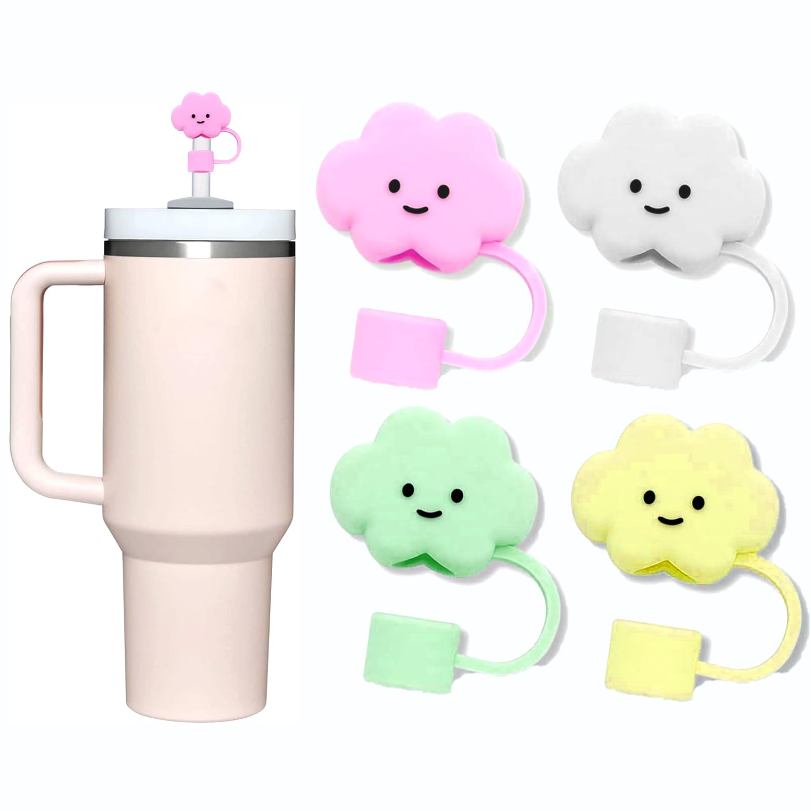 Straw Cover for Stanley Cup, 4Pcs 10MM Straw Covers Cap Toppers for Stanley Cup 40&30 Oz, Straw Tip Covers for Stanley Cups Accessories