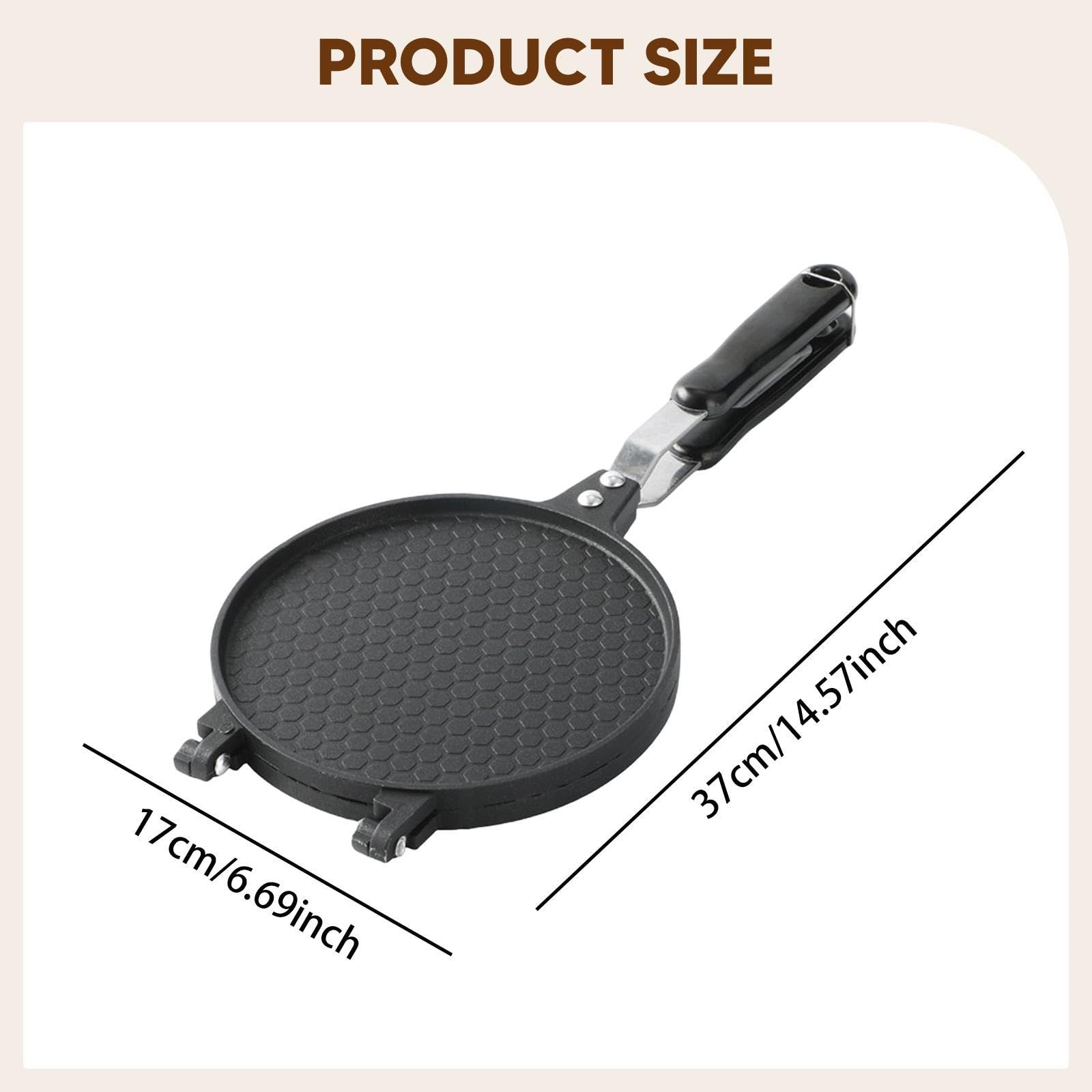 Waffle Maker Padella Doppio Lato per Coni Gelato Strumento Antiaderente per Pancake Omelette Croccanti Materiale in Lega di Alluminio Adatto a Cucina, 17 Cm