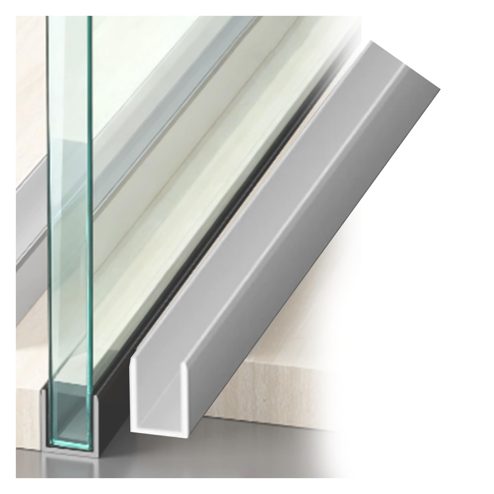 Canale A U In Vetro For Doccia, Guida Di Montaggio For Pannello Fisso | Parti incorporate for cabina doccia, for spessore 1/4, 5/16, 3/8, 1/2", for balcone cucina bagno(Silver,15x10mm)