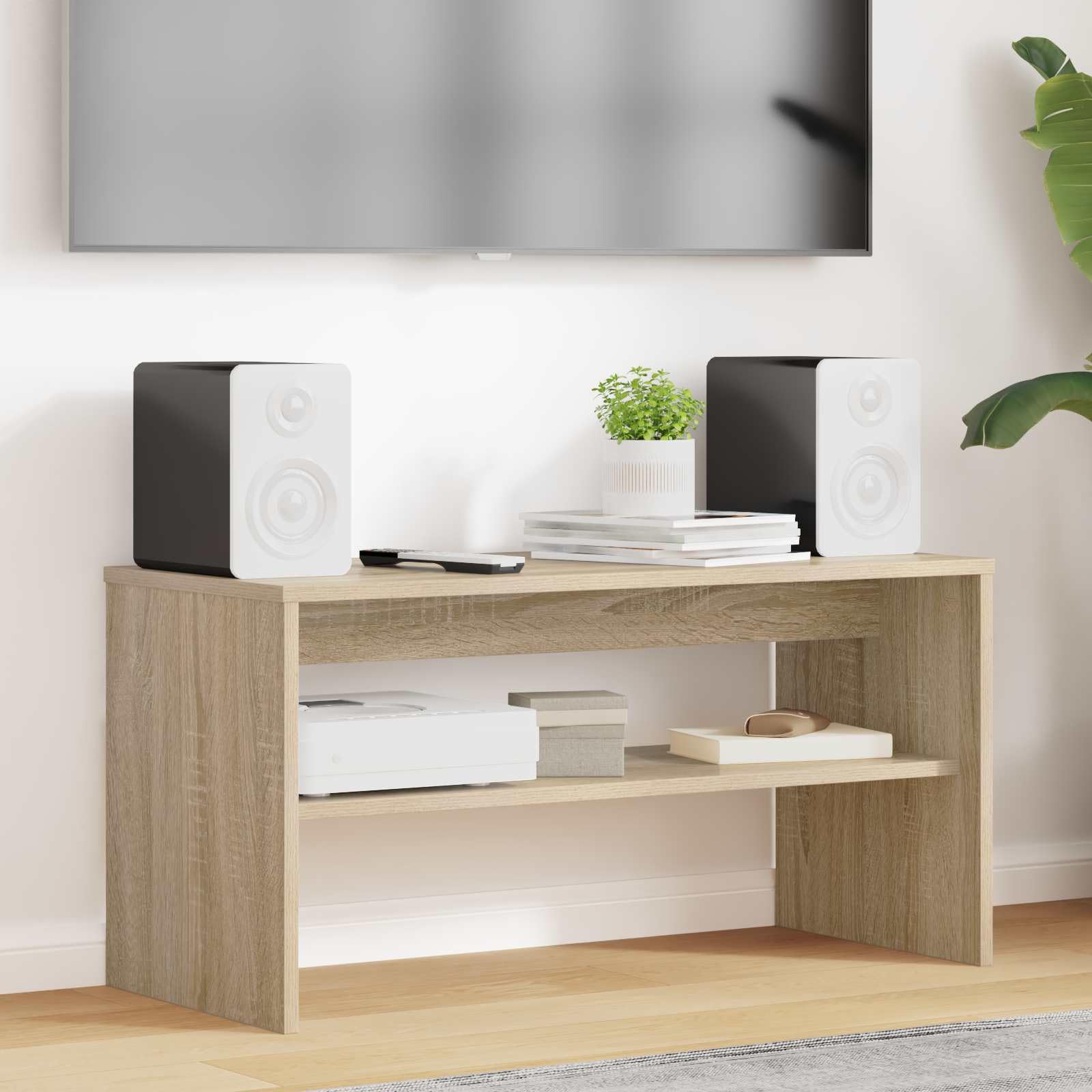 Générique Szafka pod telewizor drewno konstrukcyjne 80 x 35 x 40 cm | Nowoczesny styl, regał do przechowywania, do salonu, łatwa konserwacja za pomocą wilgotnej szmatki