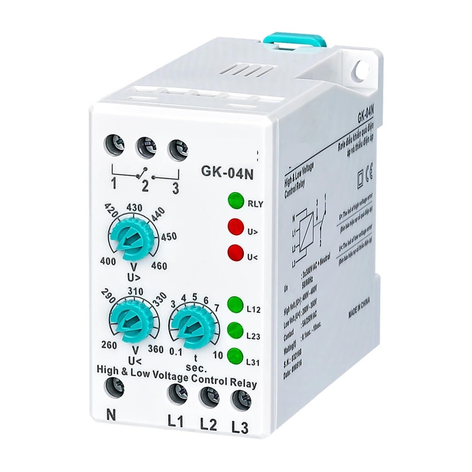 BALYDLUL GK-04N Phase Failure Voltage Analogue Adjustable Protection Relay (3 * 380V With Neutral Wire)