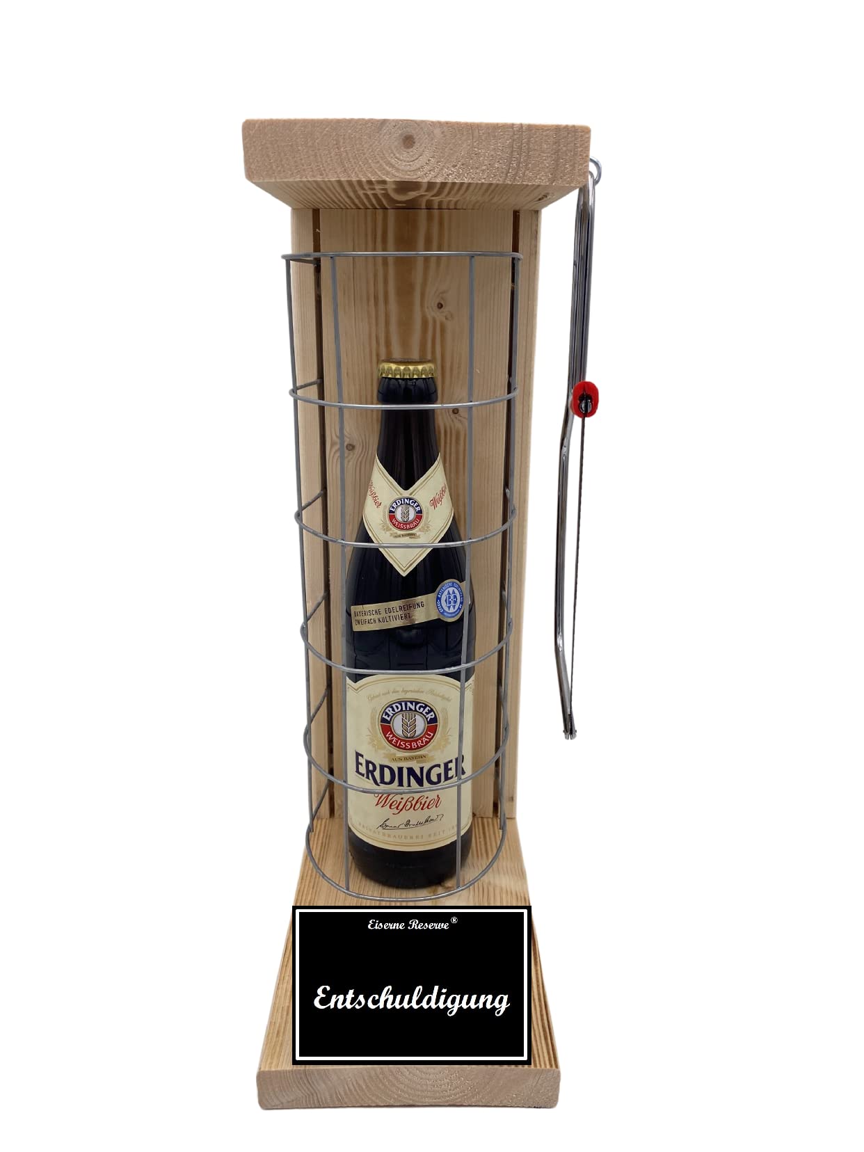 Erdinger Weißbier Entschuldigung Geschenk Erdinger - Eiserne Reserve Gitterkäfig Bier Biergeschenk s/w Entschuldigung Bier (1 x 0.5 l)