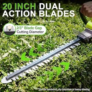 Hedge Trimmer Cordless, 20-Inch for Bushes, 2 Batteries, Lightweight Design — photo 4 of 6