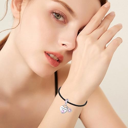 Miniatura 7 de Dijes de piedra natal para pulsera plata de ley 925 colgantes de corazón para pulseras y collares, regalos de joyería de cumpleaños para el día