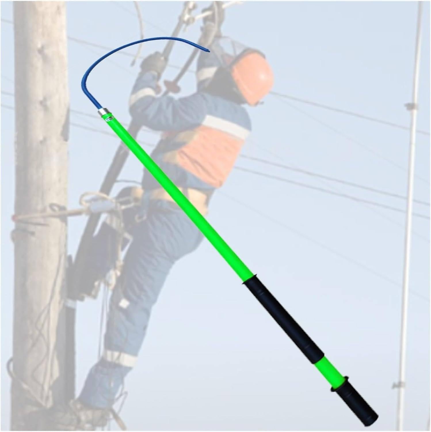 Electrical Safety Life-Saving Pole bar, Insulated Rescue Hook for High Voltage Electrical Work,Non-Conductive Body Pull Stick, Safety and Defense Tools for Emergency Care,Green-2m/6.5ft