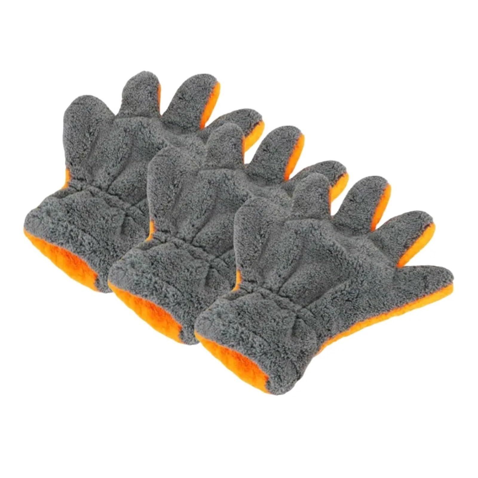 WWYYZAYC Double-Sided Coral Fleece Car Cleaning Glove Wash Mitts Five-Finger Design For Glass Wheels(Orange 3pcs)