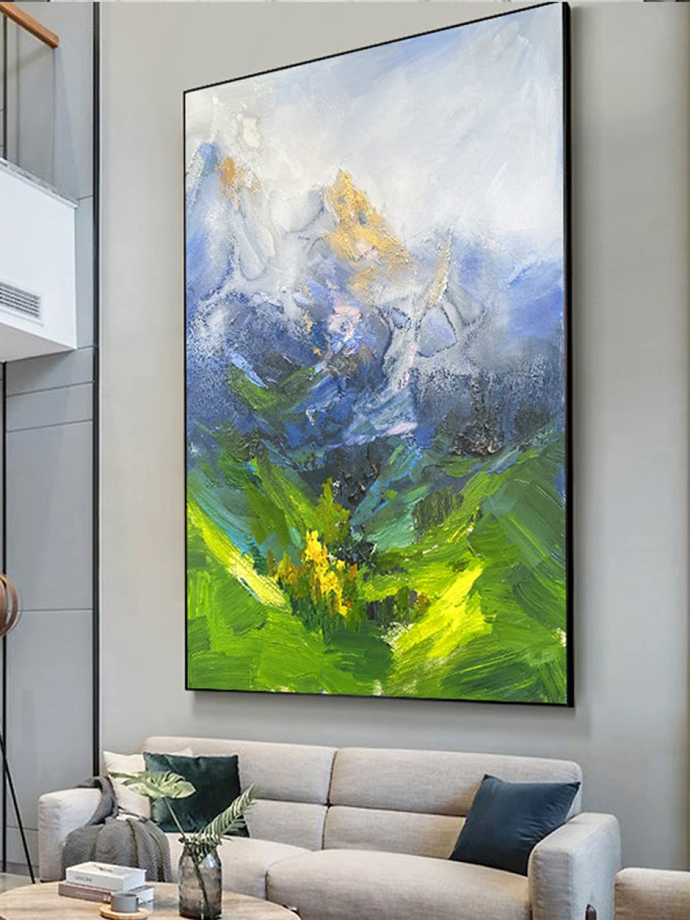 Abstraktes Leinwandbild 'Baumzweig' – 61 X 91 Cm, Strukturiert, Graue Naturlandschaft, Fertig Zum Aufhängen