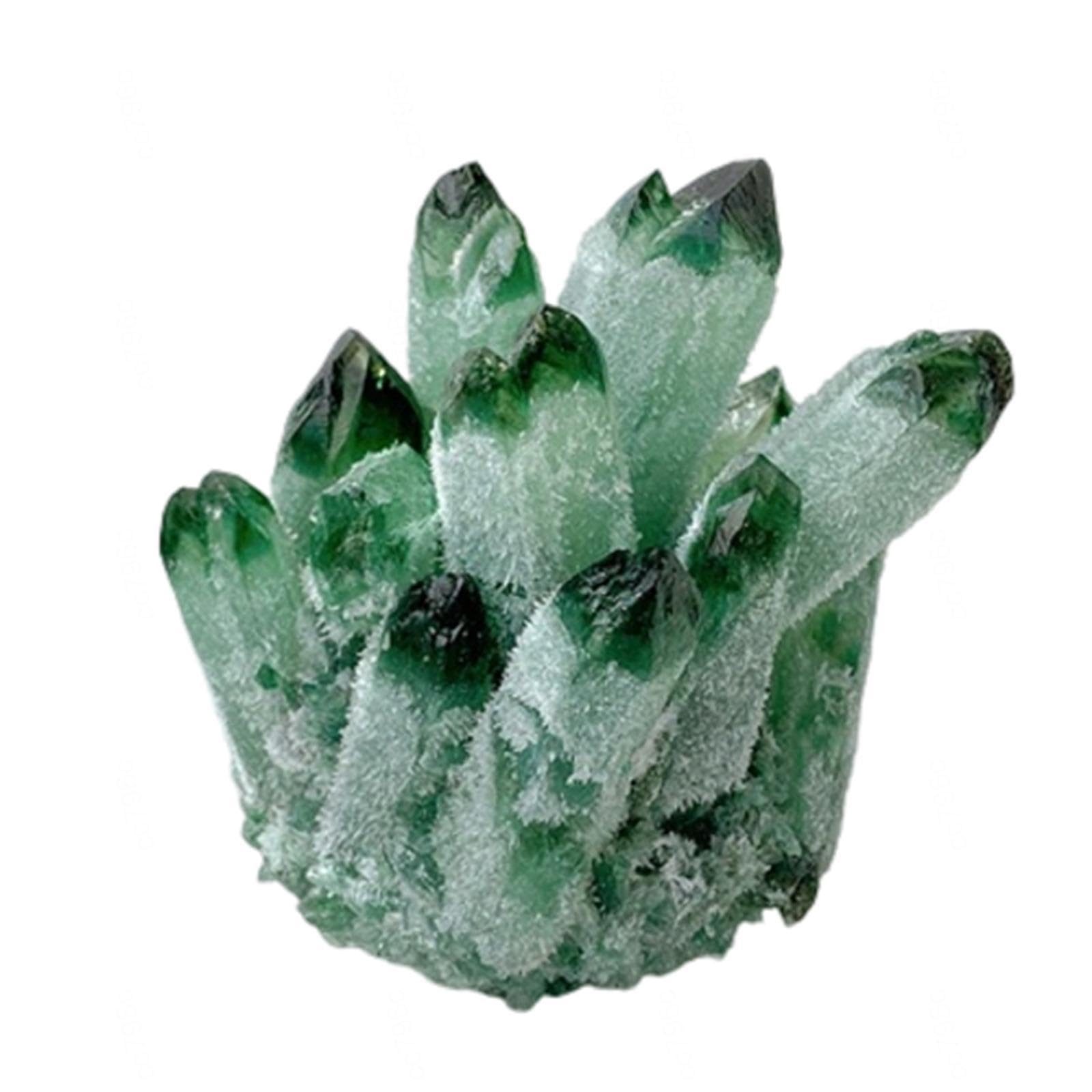 XWFNQSF Green Crystal Cluster Raw Quartz Crystals Geode Ornaments Figurine for Home Decor, 300-400g