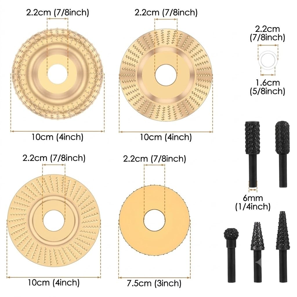 13Pcs Angle Grinder Wood Carving Disc Set, Polishing Pad and Wood Grinding