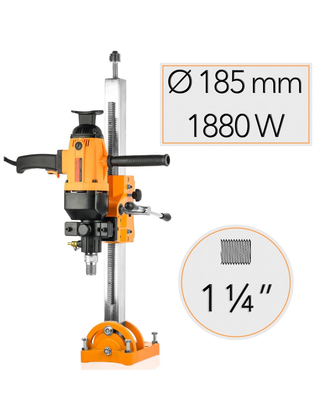MELVER MV-155C Foret à béton professionnel avec support Carotteuse Perceuse à colonne Mandrin d'établi Perceuse de forage dans le béton